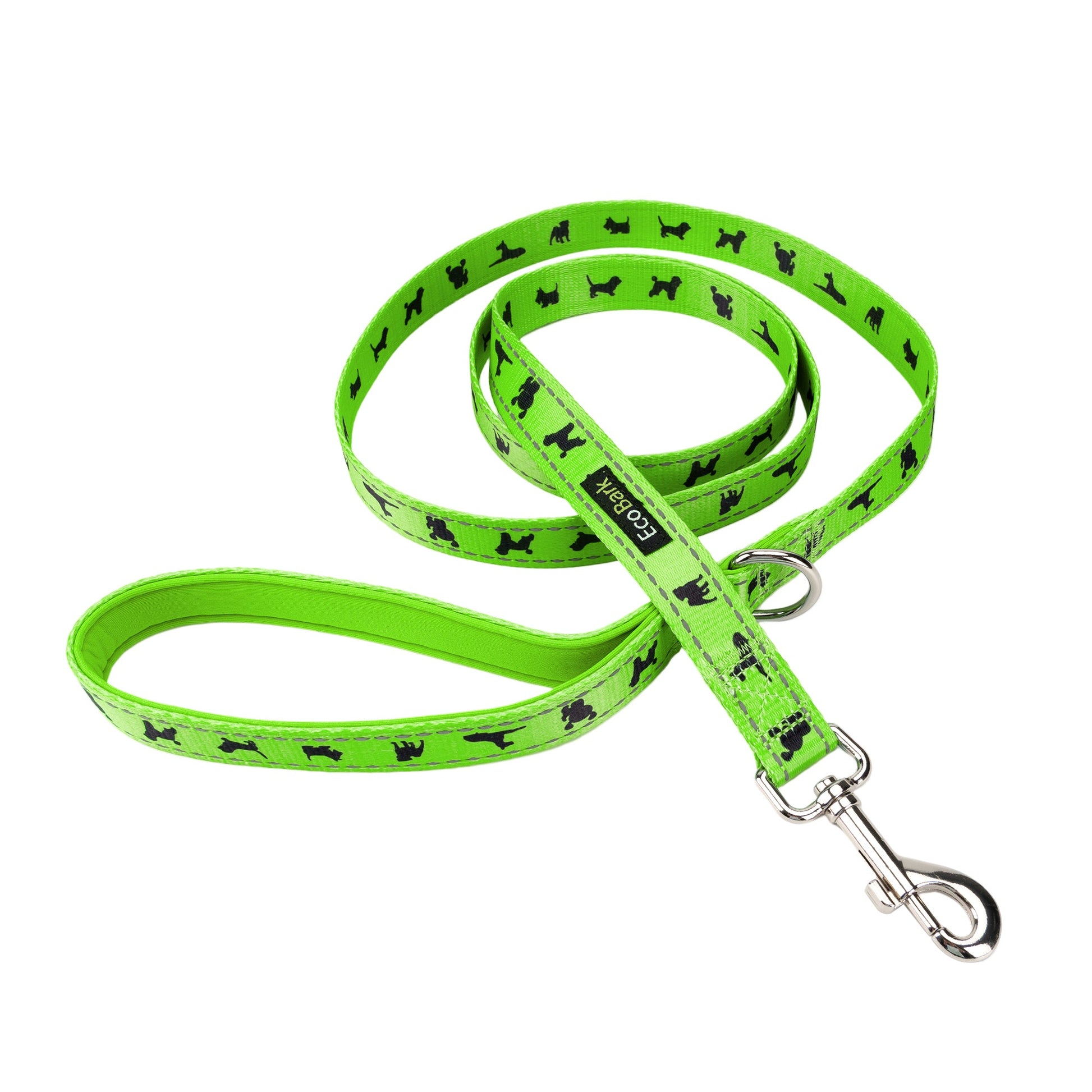Dog Leash EcoBark Green Leash- Padded Comfort Grip Leash 4ft - size and texture image for dog leash