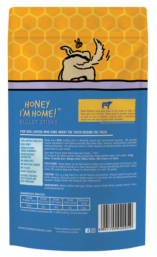 Honey Dog Buffalo Gullet Sticks 3 53Oz dog treats Premium - detail view