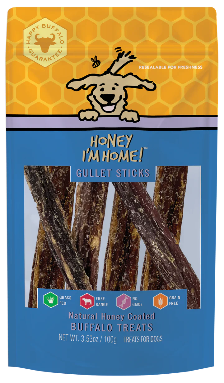 Honey Dog Buffalo Gullet Sticks 3 53Oz dog treats Premium - main product image