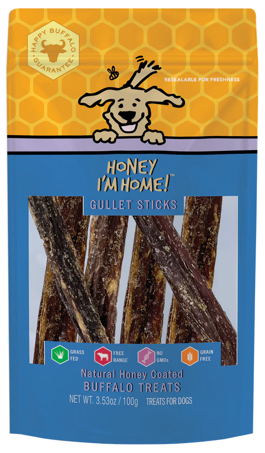 Honey Dog Buffalo Gullet Sticks 3 53Oz dog treats Premium - main product image