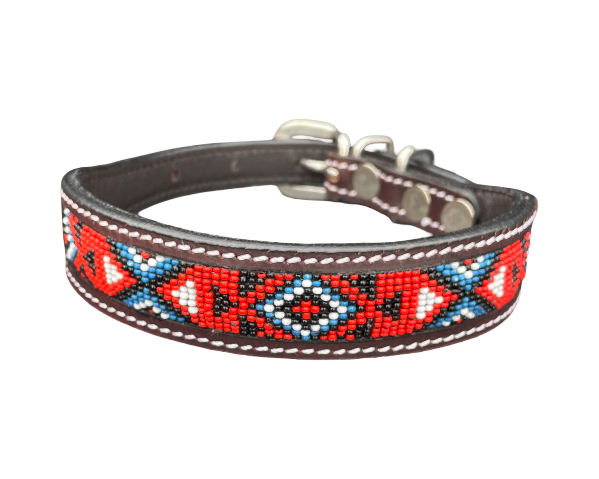 Epic Padded Leather Dog Collar with Beaded Design Dog Collar - lifestyle view