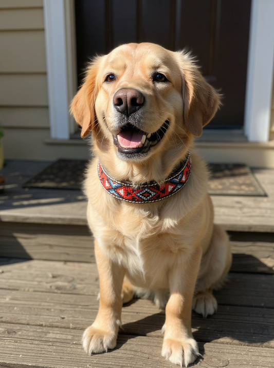 Epic Padded Leather Dog Collar with Beaded Design Dog Collar - main product image