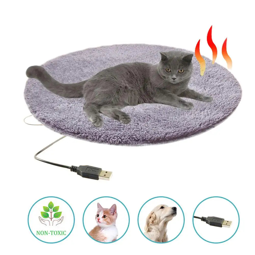 Winter Pet Electric Heating Pad Blanket Dog Cat Bed Plush - detail view