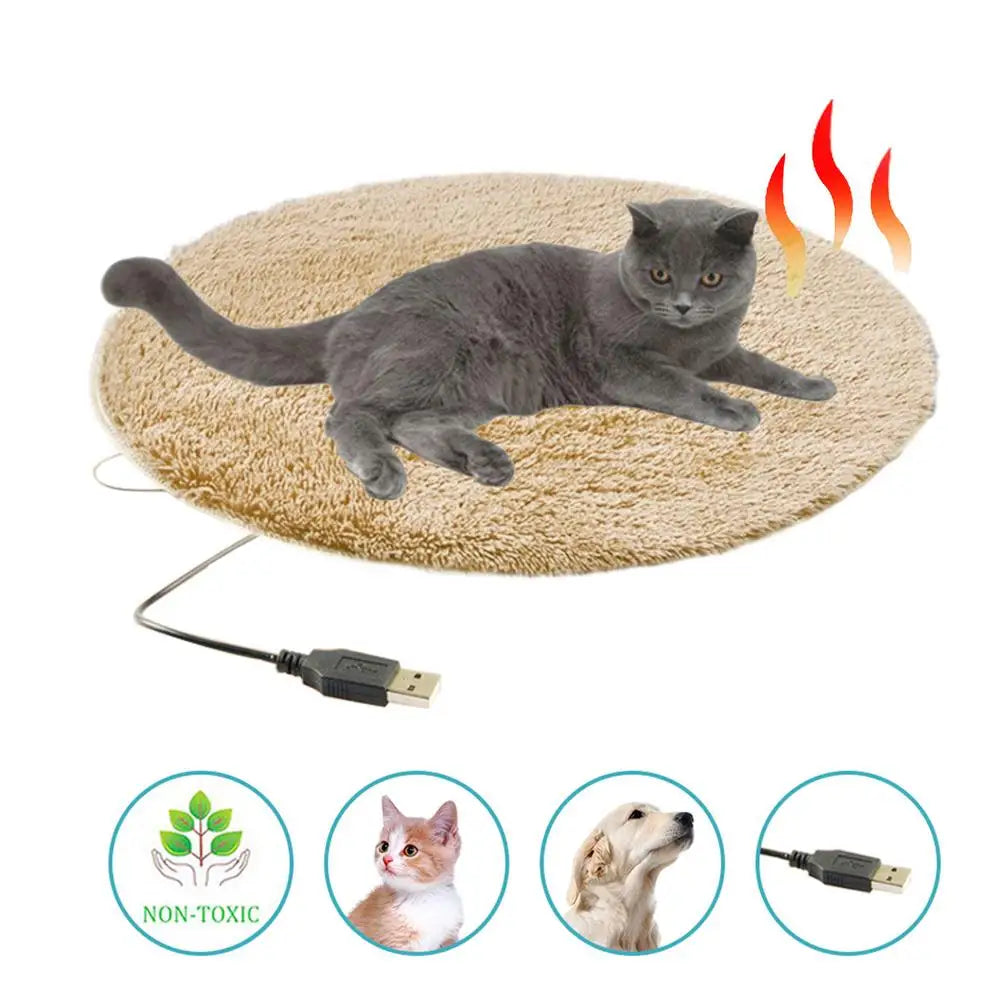 Winter Pet Electric Heating Pad Blanket Dog Cat Bed Plush - lifestyle view