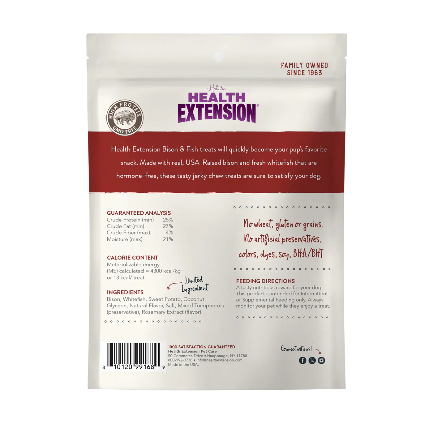Health Extension Dehydrated Jerky Bison Fish 4Oz Dog Treats - detail view