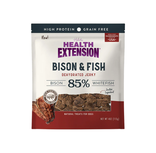 Health Extension Dehydrated Jerky Bison Fish 4Oz Dog Treats - main product image