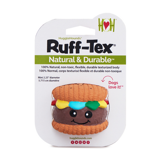 Dog Food Big Buns Foodies Hamburger Ruff-Tex Latex Ball Toy main product image for dogs and cats