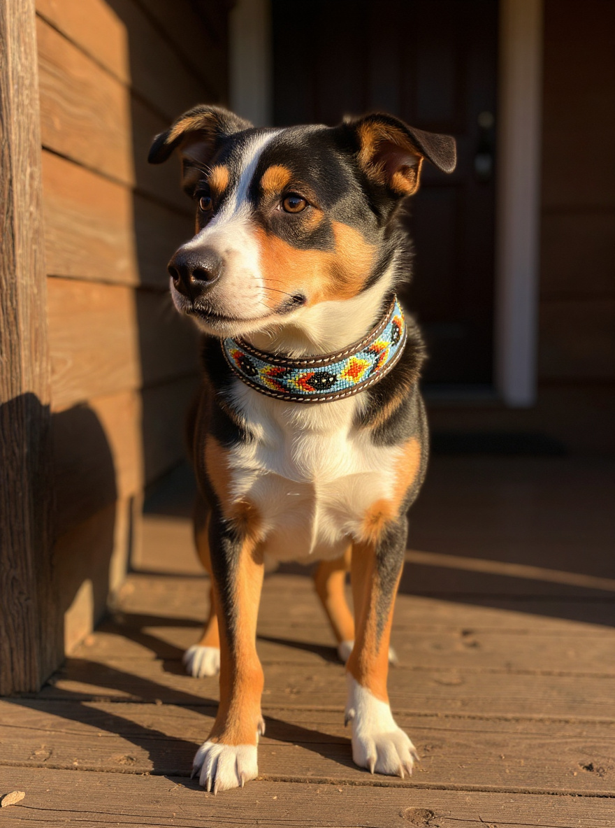 Epic Padded Leather Dog Collar with Beaded Design Dog Collar - main product image