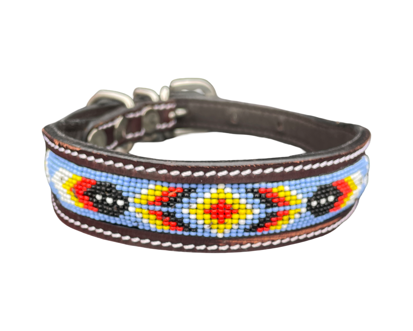 Epic Padded Leather Dog Collar with Beaded Design Dog Collar - lifestyle view