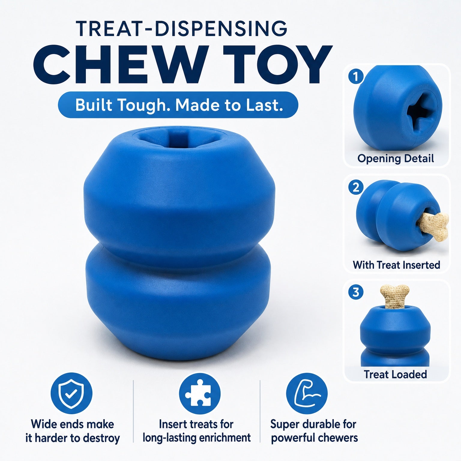 Double Trouble Dog Toy Dual Chamber Treat Dispenser For Dogs - close up view