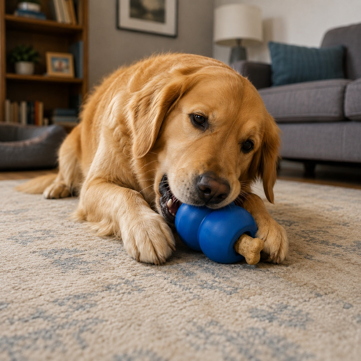 Double Trouble Dog Toy Dual Chamber Treat Dispenser For Dogs - lifestyle view