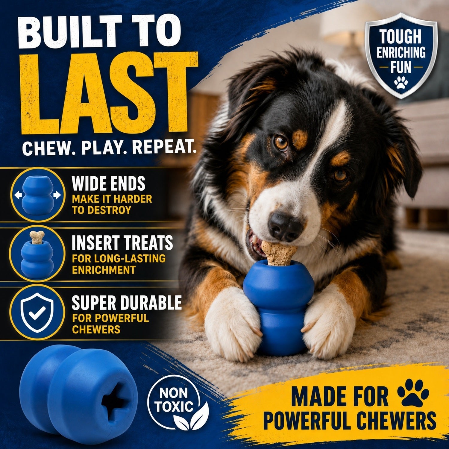 Double Trouble Dog Toy Dual Chamber Treat Dispenser For Dogs - detail view