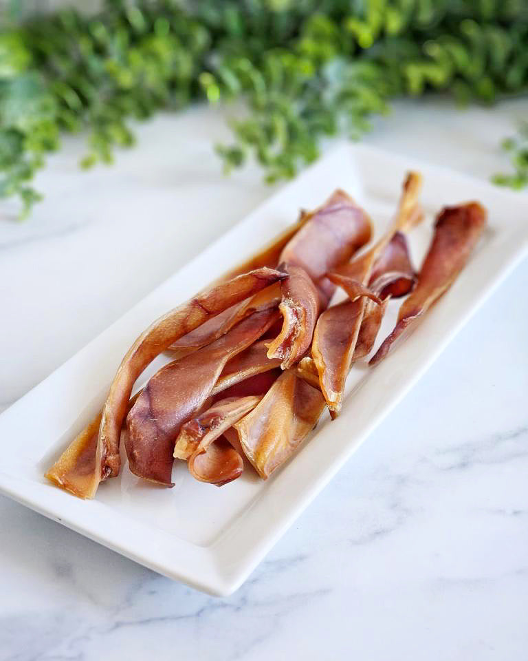 Dog Treats Pig Ears Single Ingredient Chews Natural Reward - close up view
