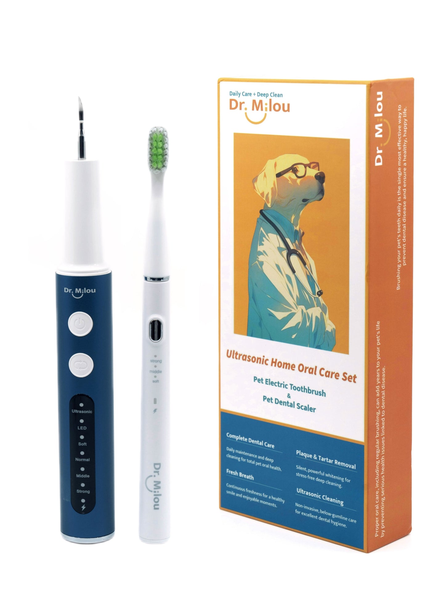 Anesthesia-Free Pet Dental Cleaning Kit: Professional Ultrasonic Tartar Remover & Electric Toothbrush for Dogs & Cats by Dr.