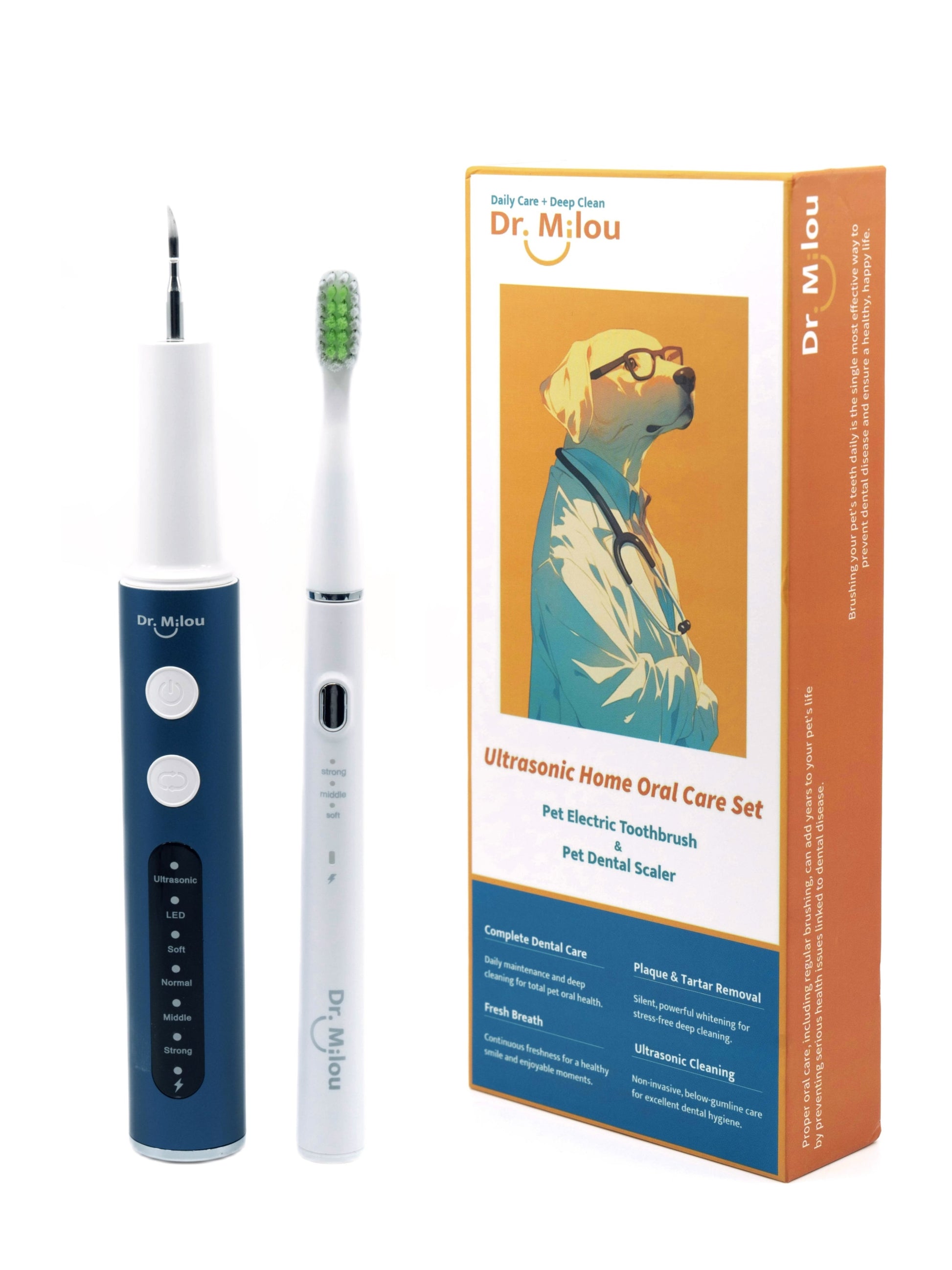 Anesthesia-Free Pet Dental Cleaning Kit: Professional Ultrasonic Tartar Remover & Electric Toothbrush for Dogs & Cats by Dr.