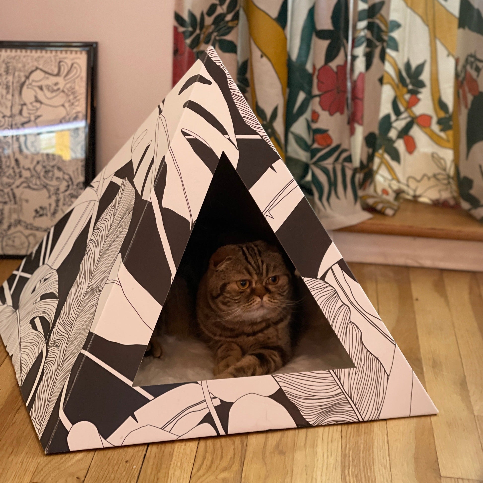 'Dark Paradise' Cardboard Cat Pyramid - detail view