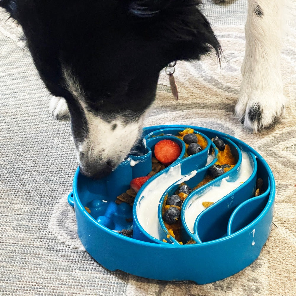 Wave Ebowl Deep Slow Feeder Dog Bowl For Enrichment Made - close up view