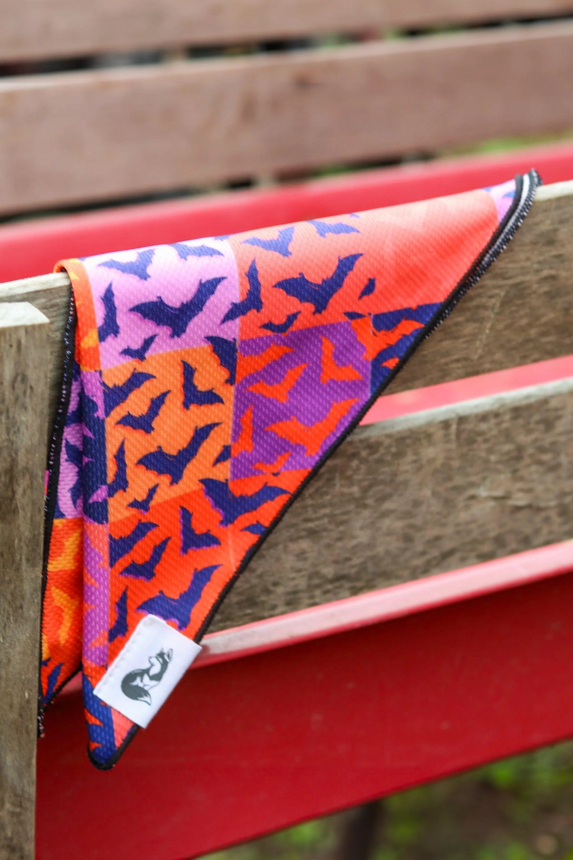 Spooky Bat Squares Dog Bandana Dog Bandanas Premium Pet - detail view