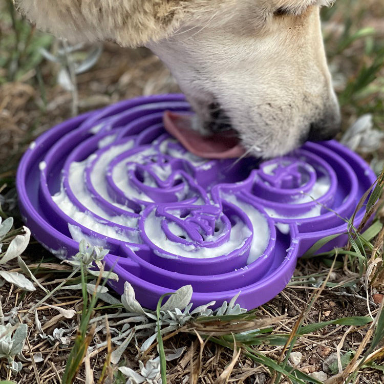 Water Frog Etray Shallow Slow Feeder Dog Bowl For Enrichment - close up view