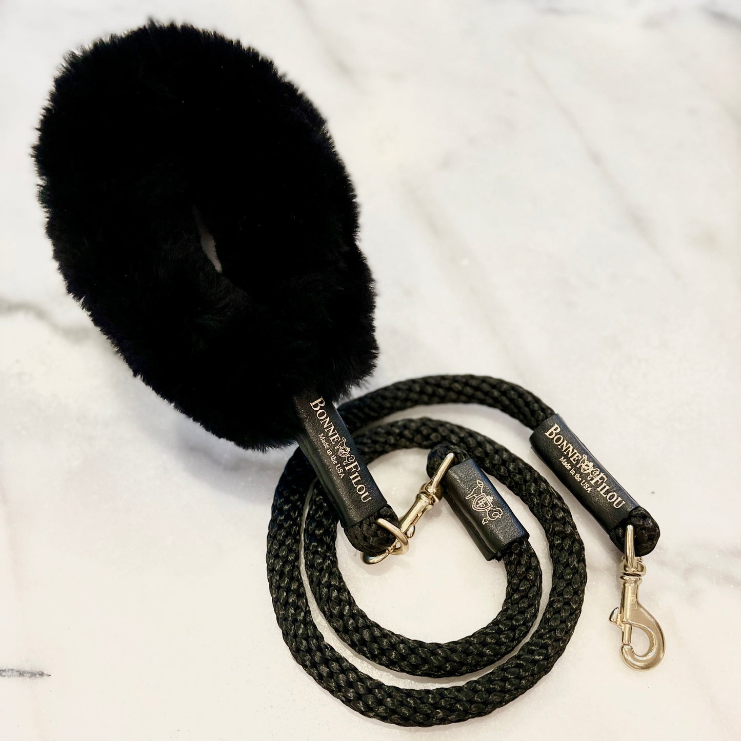 Dog Leash Bundle Shearling Fur Grip Rope Leash for Daily Use - lifestyle product image for dog leash