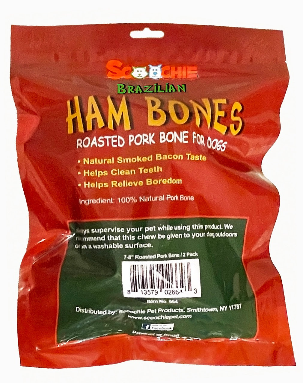 Scoochie Ham Bone Pork Femur 2 Pack Dog Treats Premium - detail view