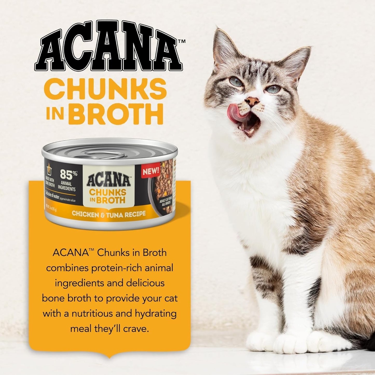 Cat Food Acana Grain Free Chunks in Broth Chicken & Tuna Wet - close up view