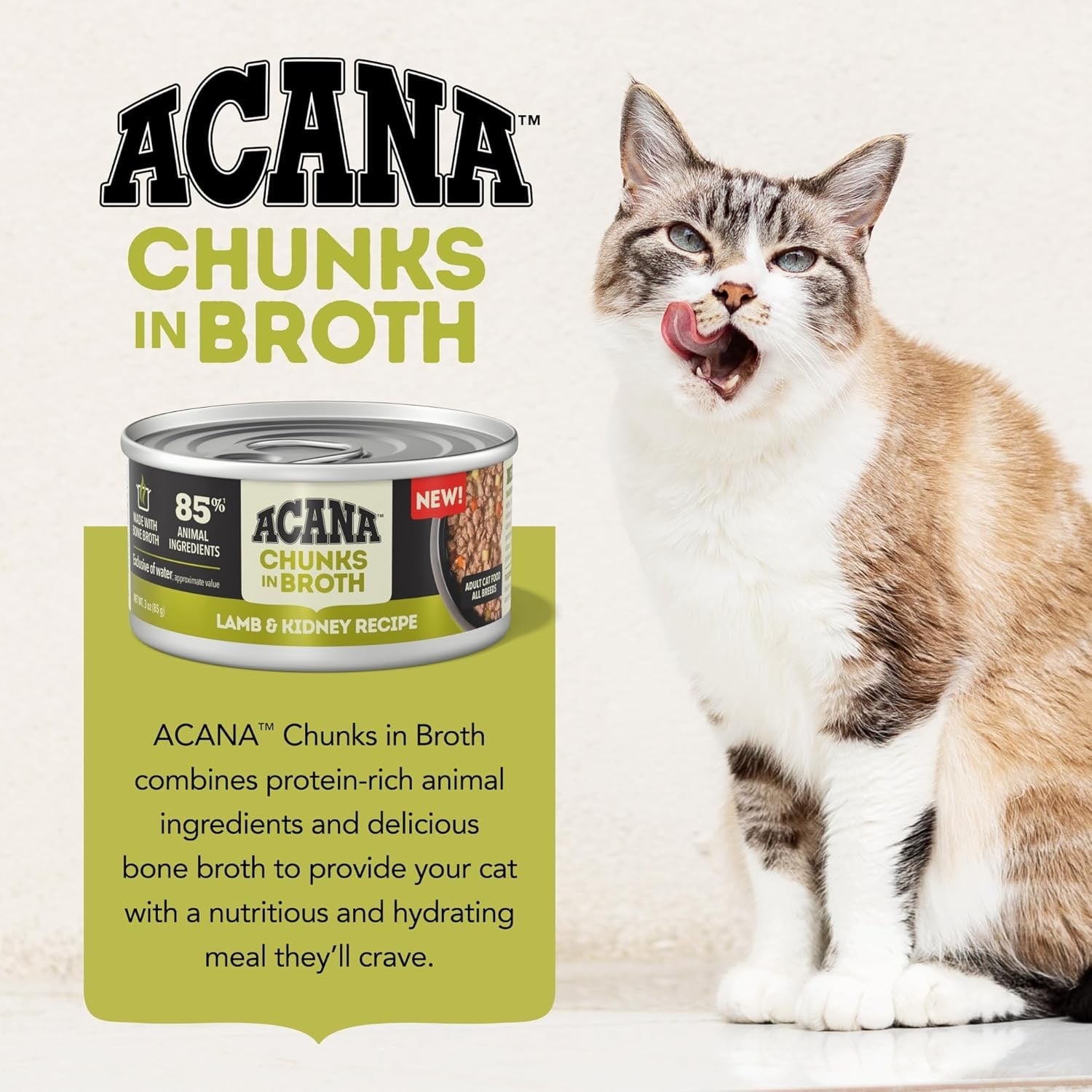 Cat Food Acana Grain Free Chunks in Broth Lamb & Kidney Wet - close up view
