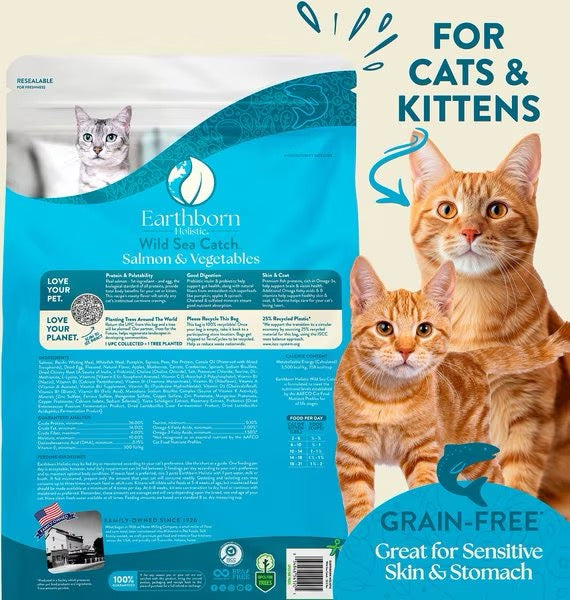 Earthborn Grain Free Wild Sea Catch Dry Cat Food Dry Cat - close up view