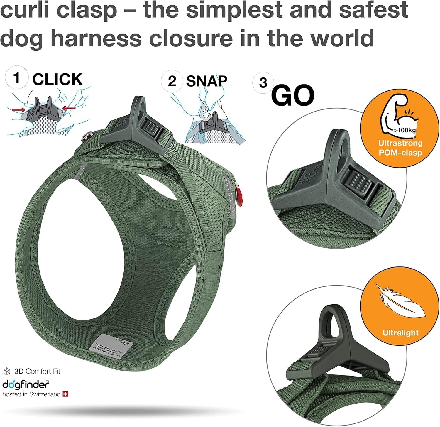 Curli Air Mesh Clasp Moss Vest Harness Adjustable Dog Gear - lifestyle view