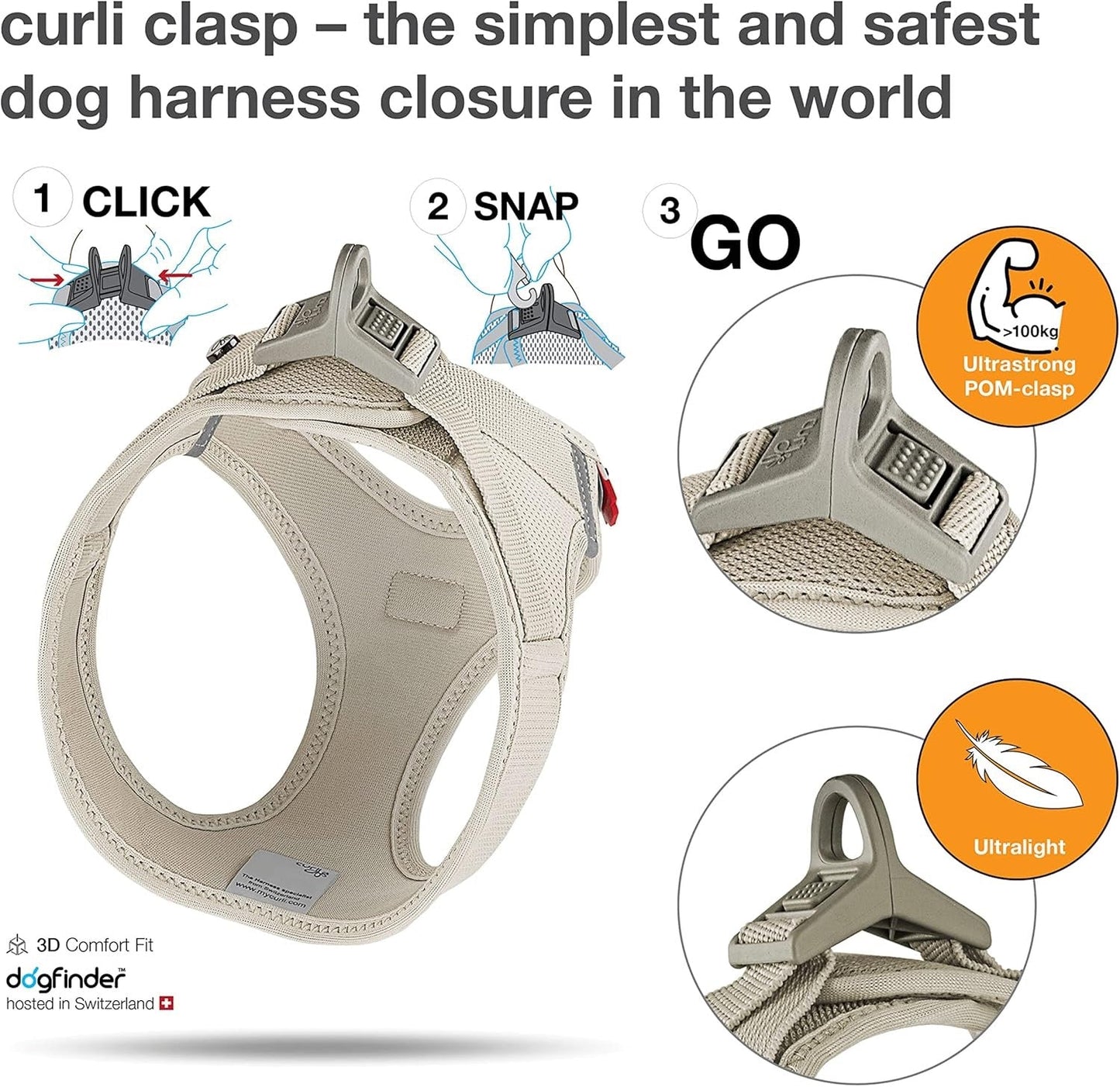 Curli Air Mesh Clasp Tan Vest Harness Adjustable Dog Walking - lifestyle view