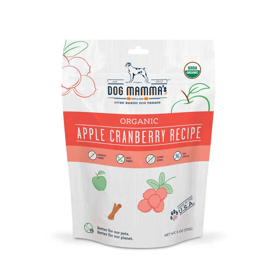 Dog Mammas Organic Apple Cranberry Oven Baked Dog Treats 6Oz - main product image