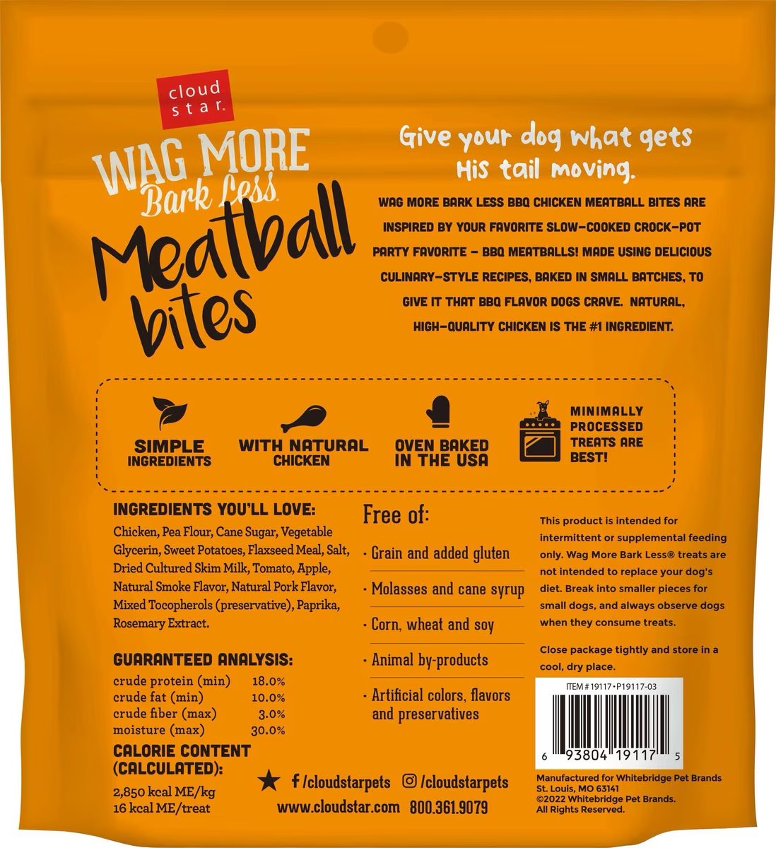 Wagmore Grain Free Chicken Meatball Bites Dog Treats (14oz) - detail view