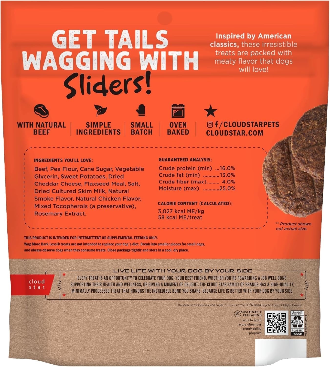 Wagmore Grain Free Beef Cheeseburgers Sliders Dog Treats 8Oz - detail view