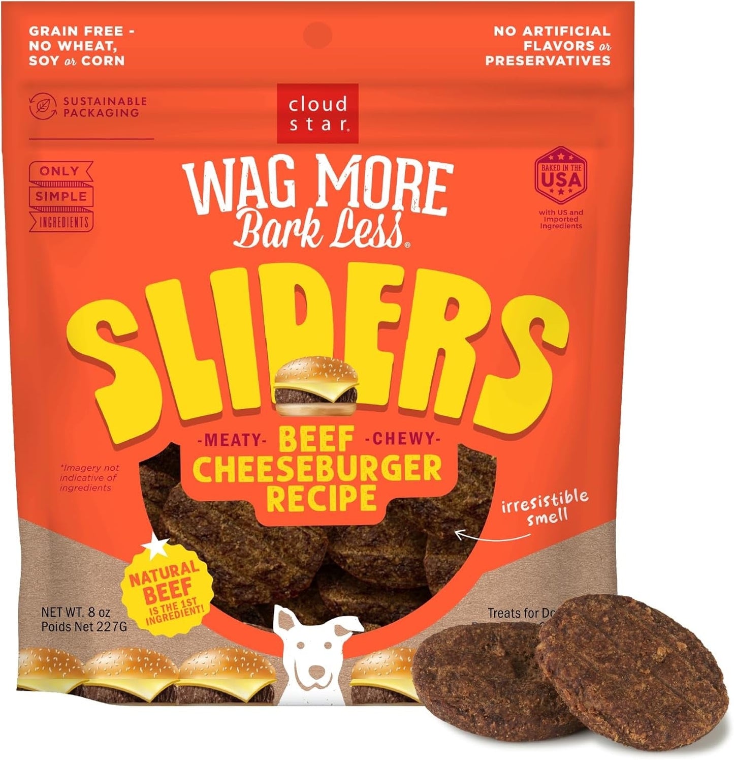 Wagmore Grain Free Beef Cheeseburgers Sliders Dog Treats 8Oz - main product image