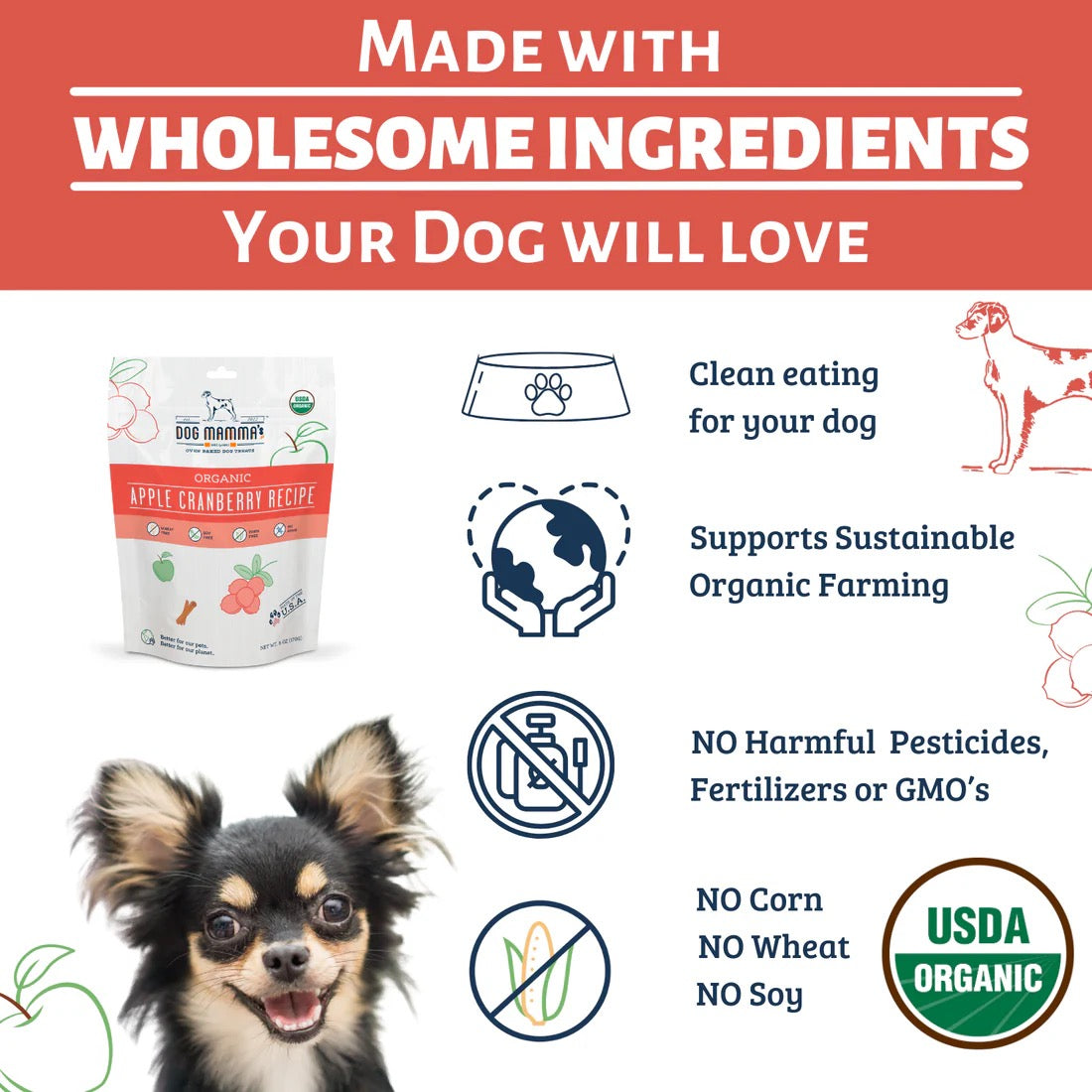 Dog Mammas Organic Apple Cranberry Oven Baked Dog Treats 6Oz - lifestyle view