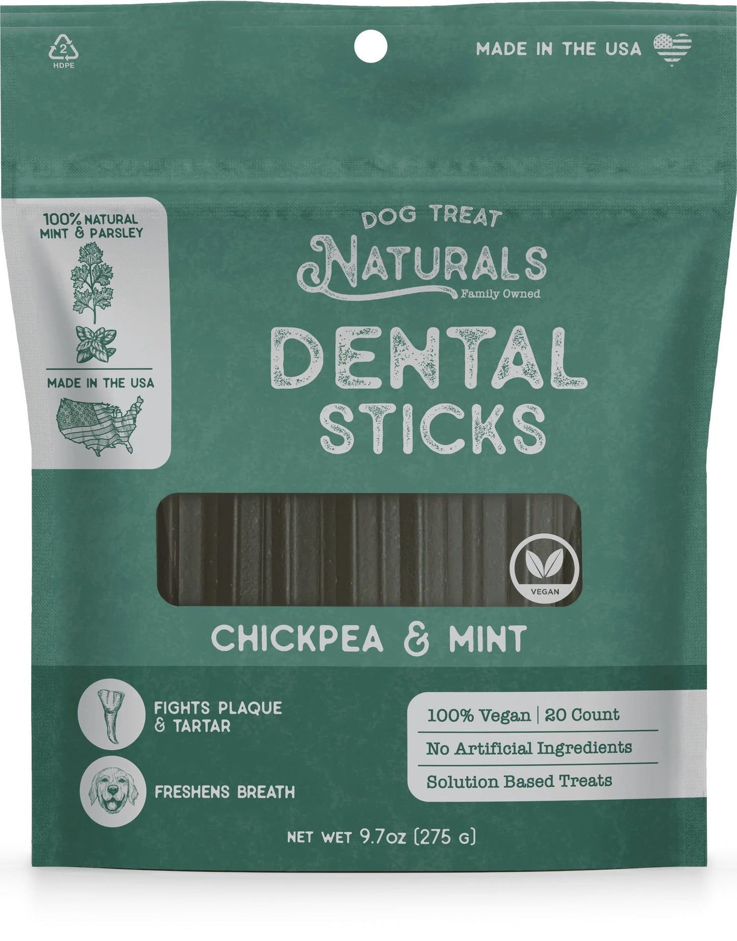 Dog Treat Naturals Chickpea Mint Dental Sticks Dog Treats - main product image