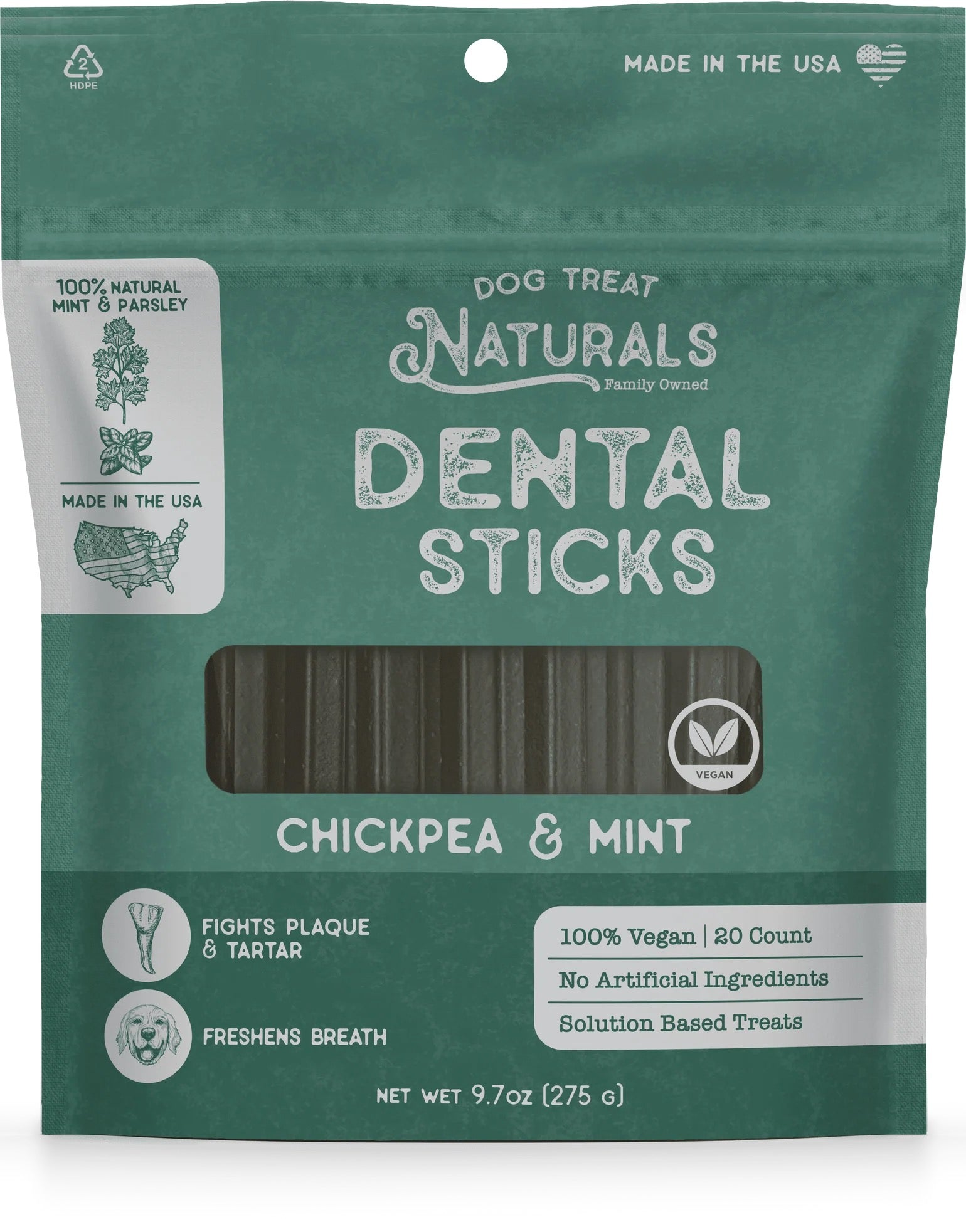 Dog Treat Naturals Chickpea Mint Dental Sticks Dog Treats - main product image