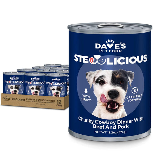Daves Stewlicious Cowboy Dinner W Beef Pork Wet Dog Food 13 - main product image
