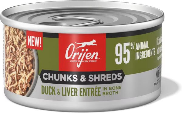Orijen Grain Free Chunks Shreds Duck Liver Wet Cat Food 3Oz - main product image