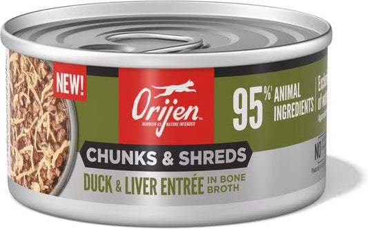 Orijen Grain Free Chunks Shreds Duck Liver Wet Cat Food 3Oz - main product image
