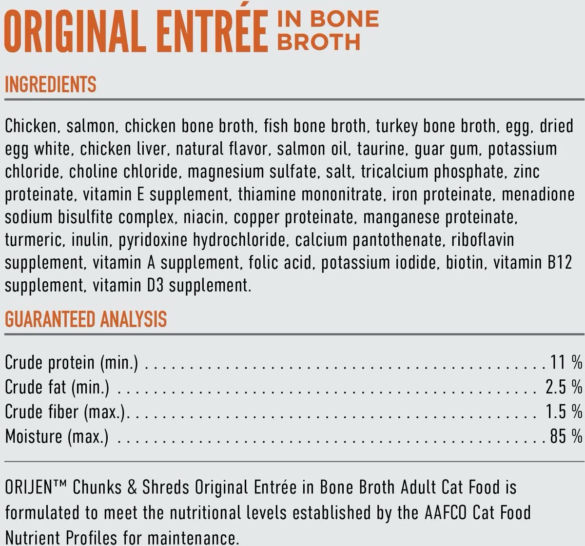 Orijen Grain Free Chunks Shreds Original Wet Cat Food 3Oz - close up view