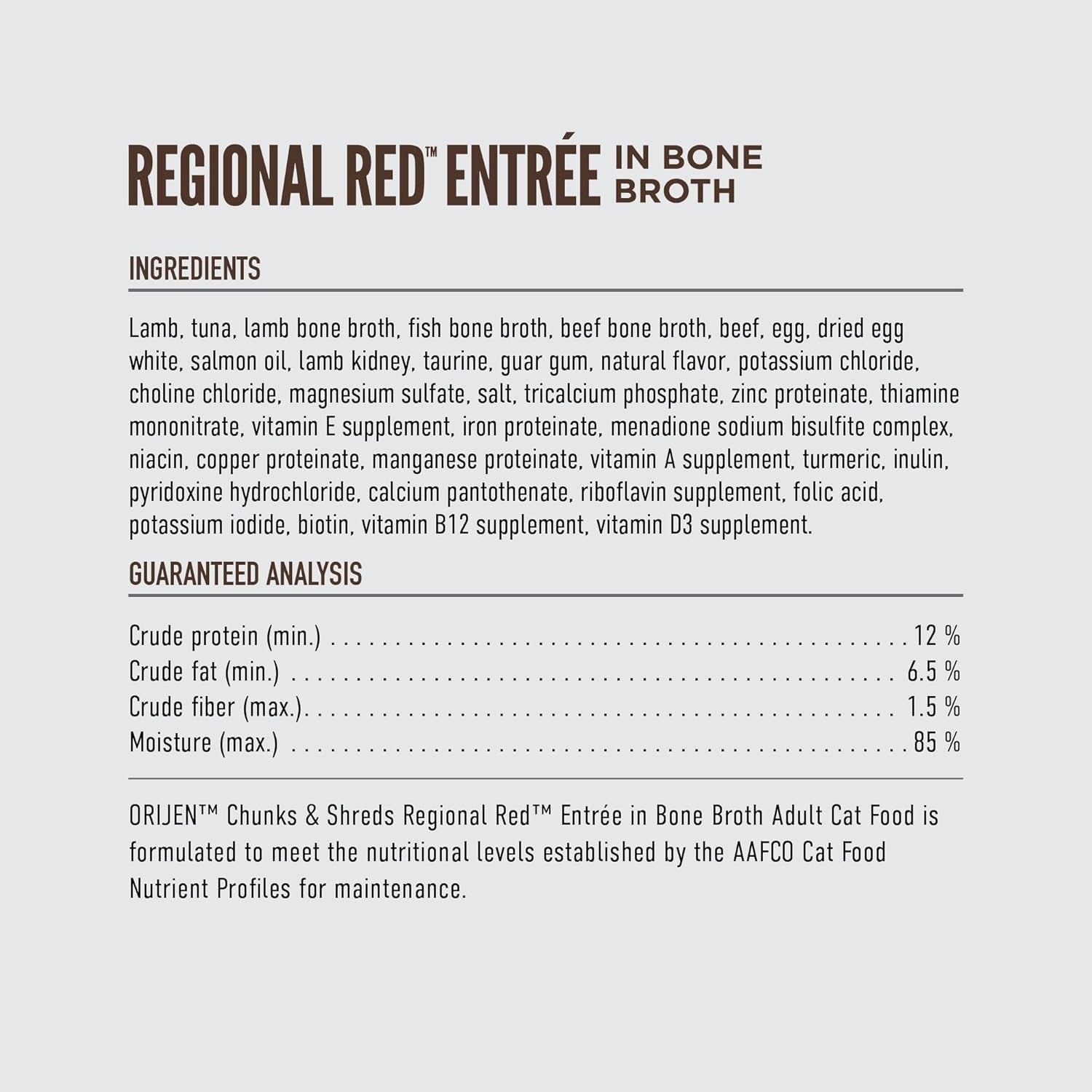 Orijen Grain Free Chunks Shreds Regional Red Wet Cat Food - close up view