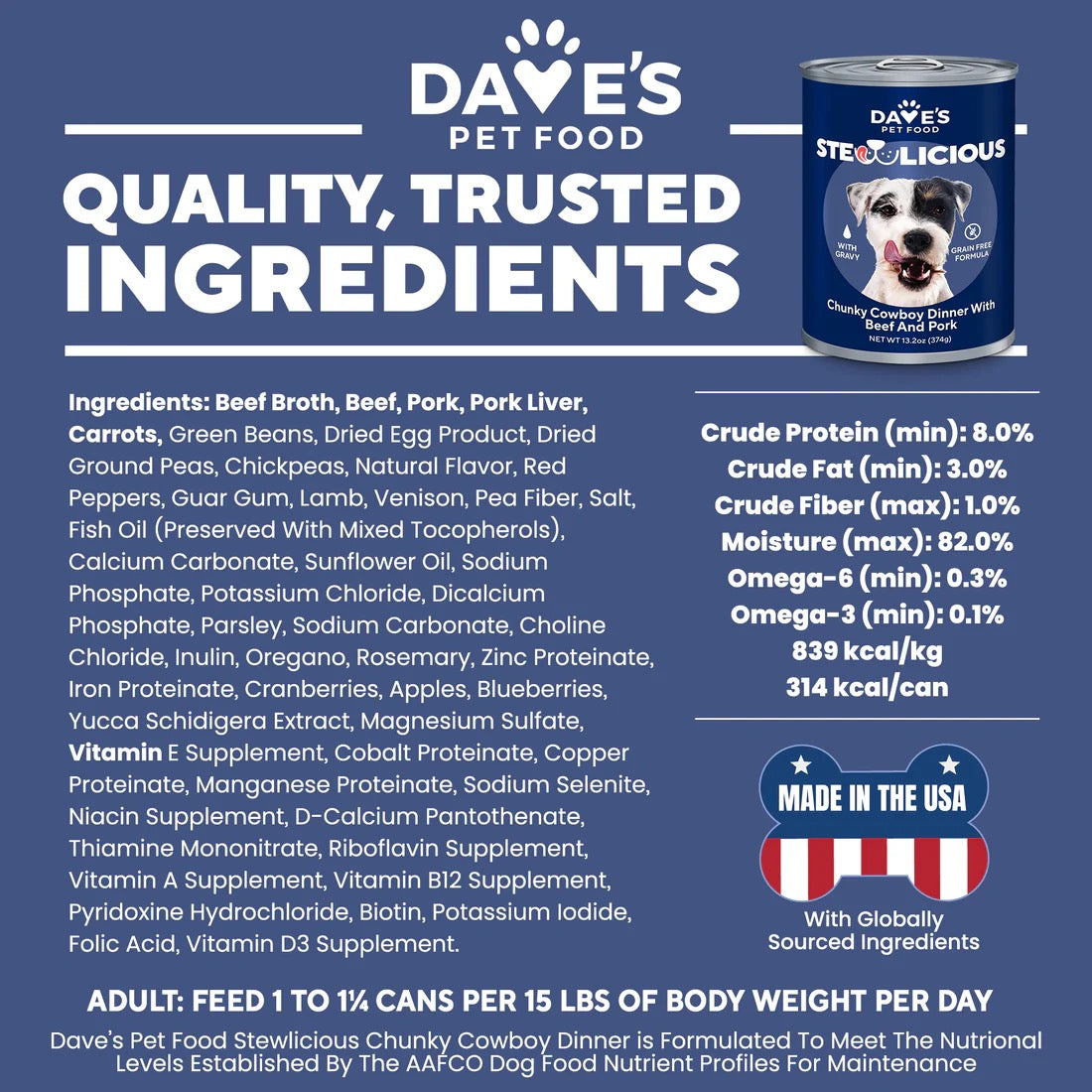 Daves Stewlicious Cowboy Dinner W Beef Pork Wet Dog Food 13 - lifestyle view