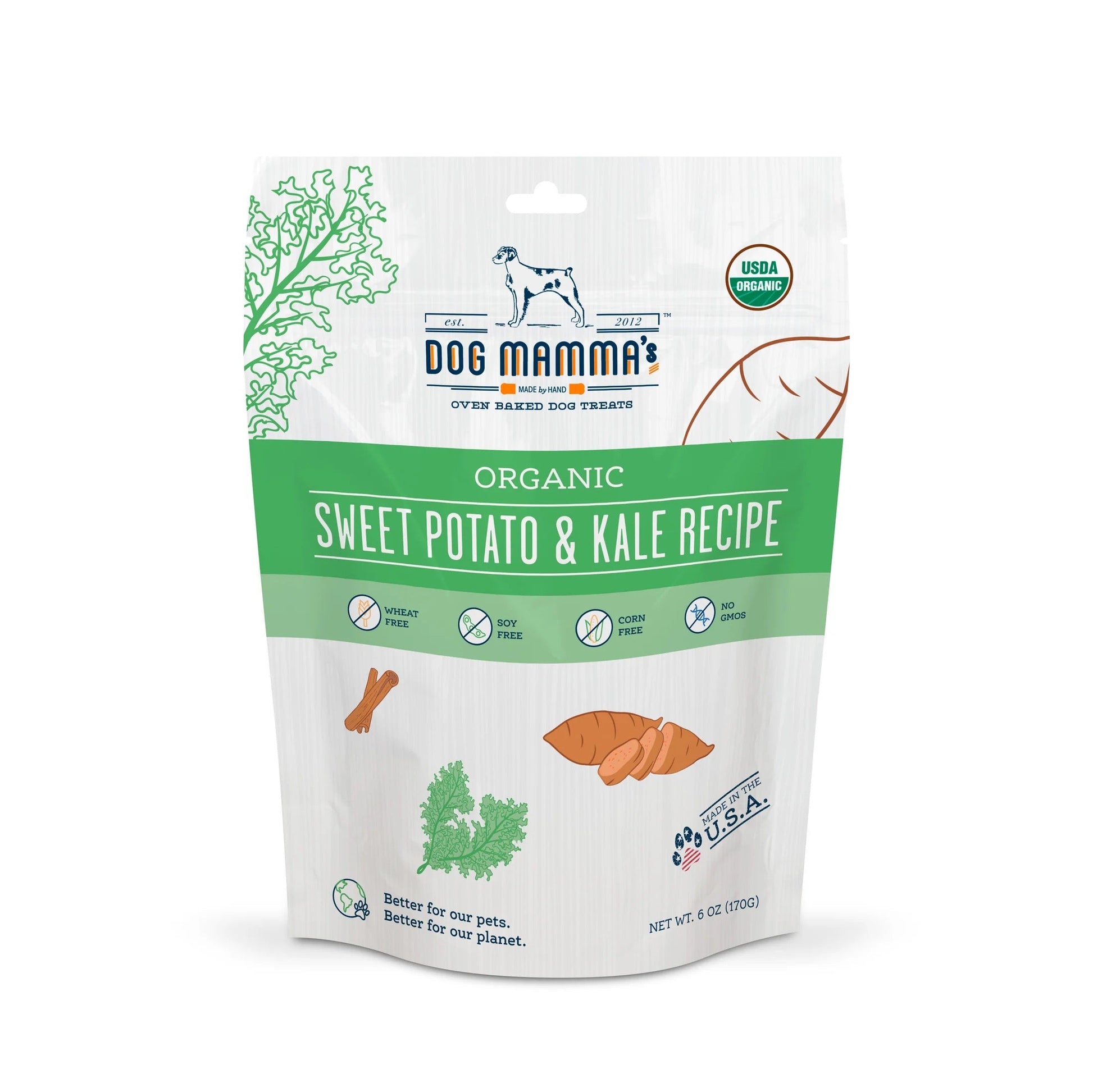 Dog Mammas Organic Sweet Potato Kale Oven Baked Dog Treats - main product image