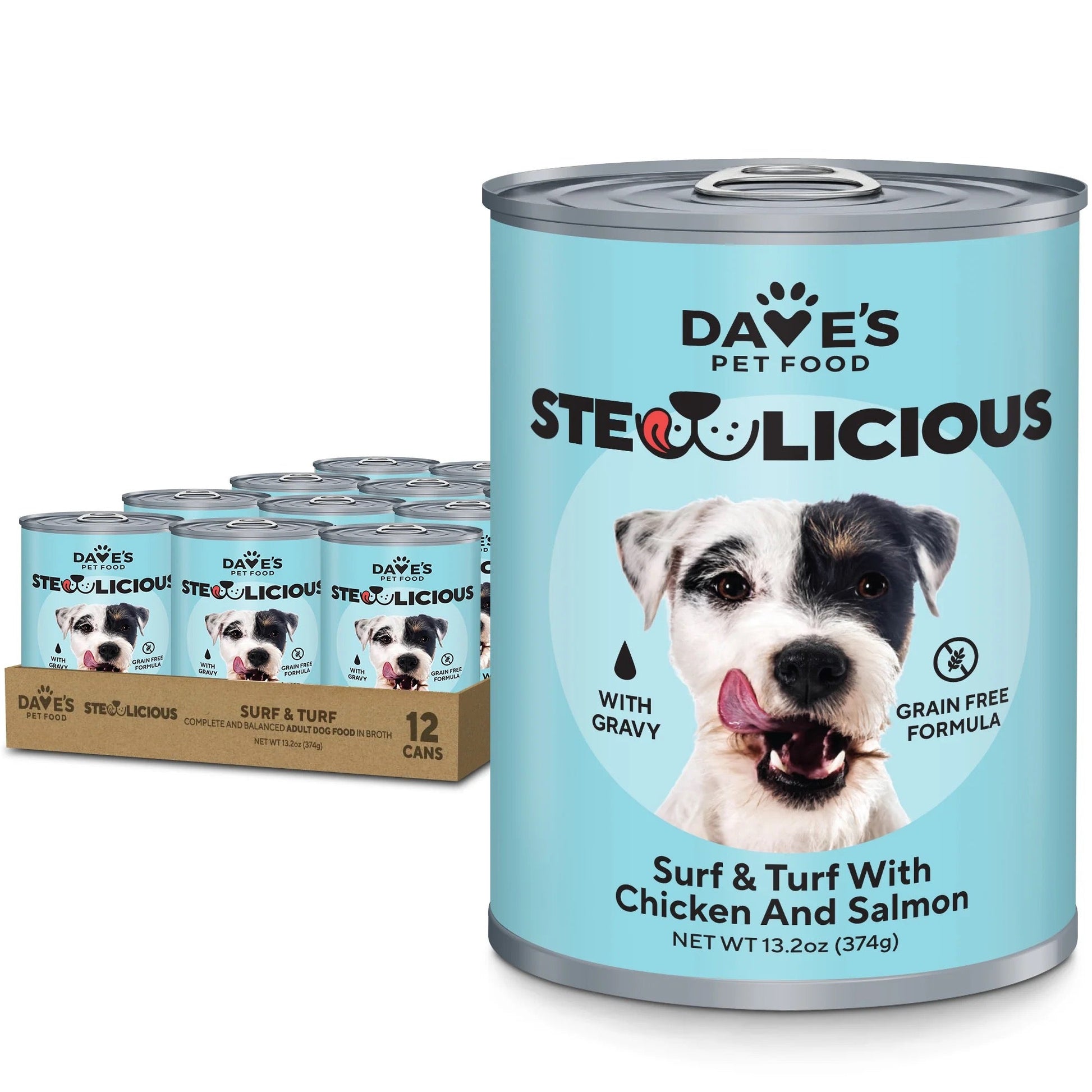 Daves Stewlicious Surf Turf W Chicken Salmon Wet Dog Food 13 - main product image