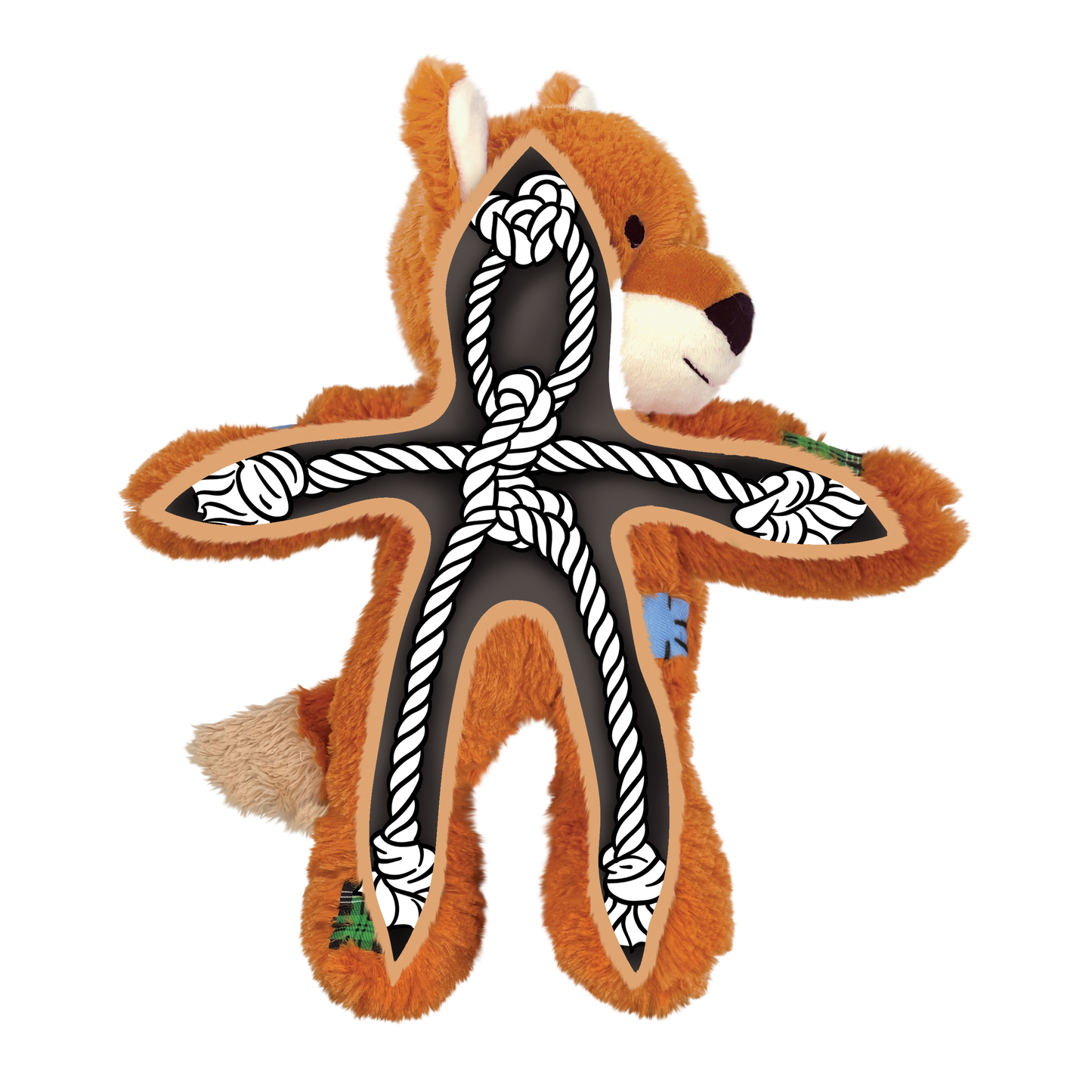 KONG Wild Knots Fox Plush Dog Toy Durable Play - lifestyle view