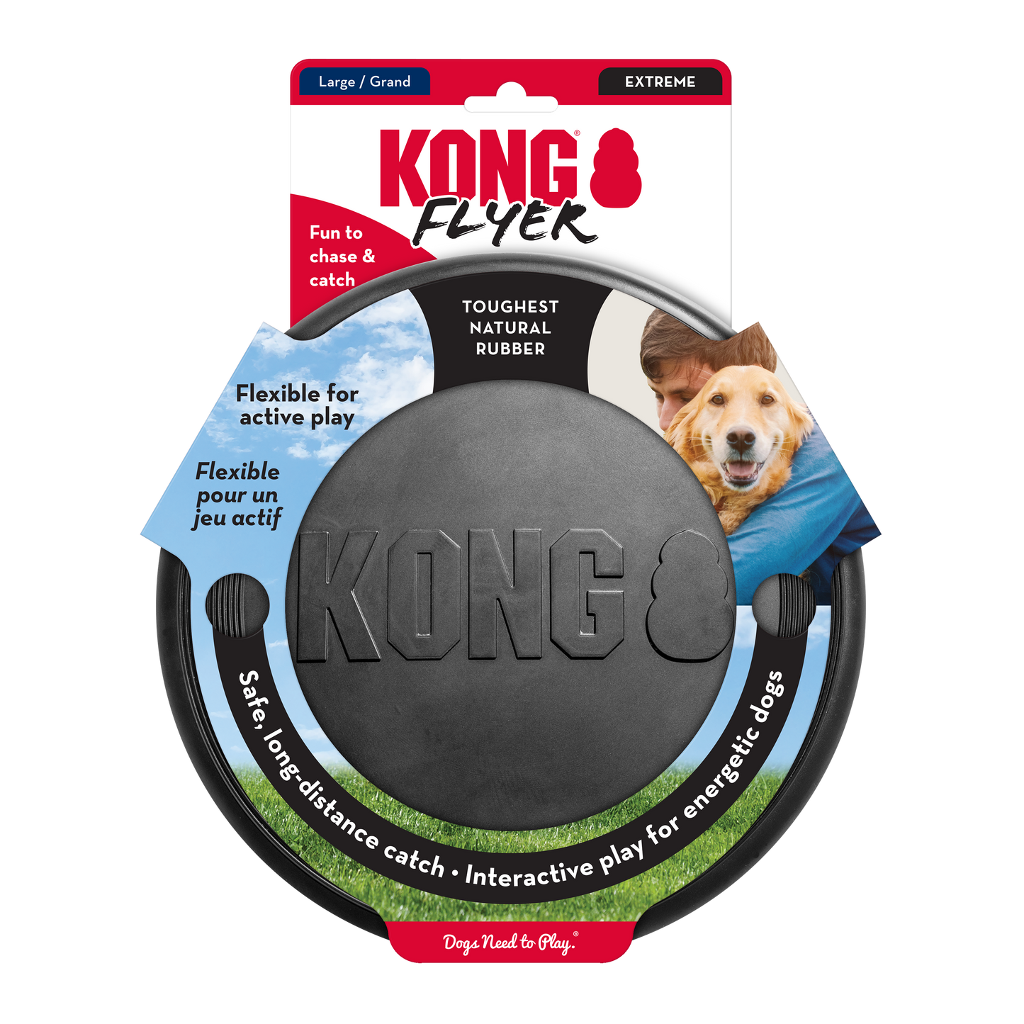 KONG Extreme Flyer Fetch Dog Toy Durable Play - lifestyle view
