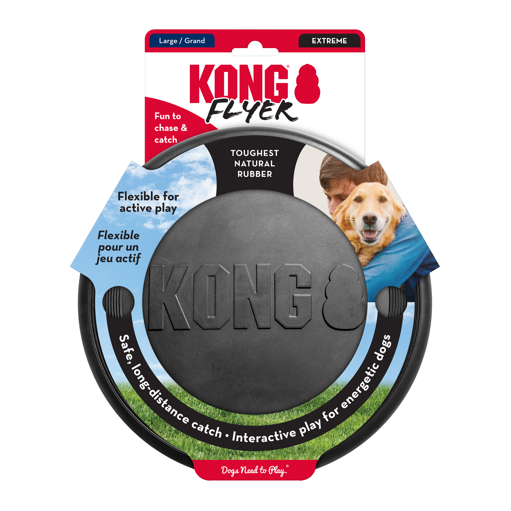 KONG Extreme Flyer Fetch Dog Toy Durable Play - lifestyle view