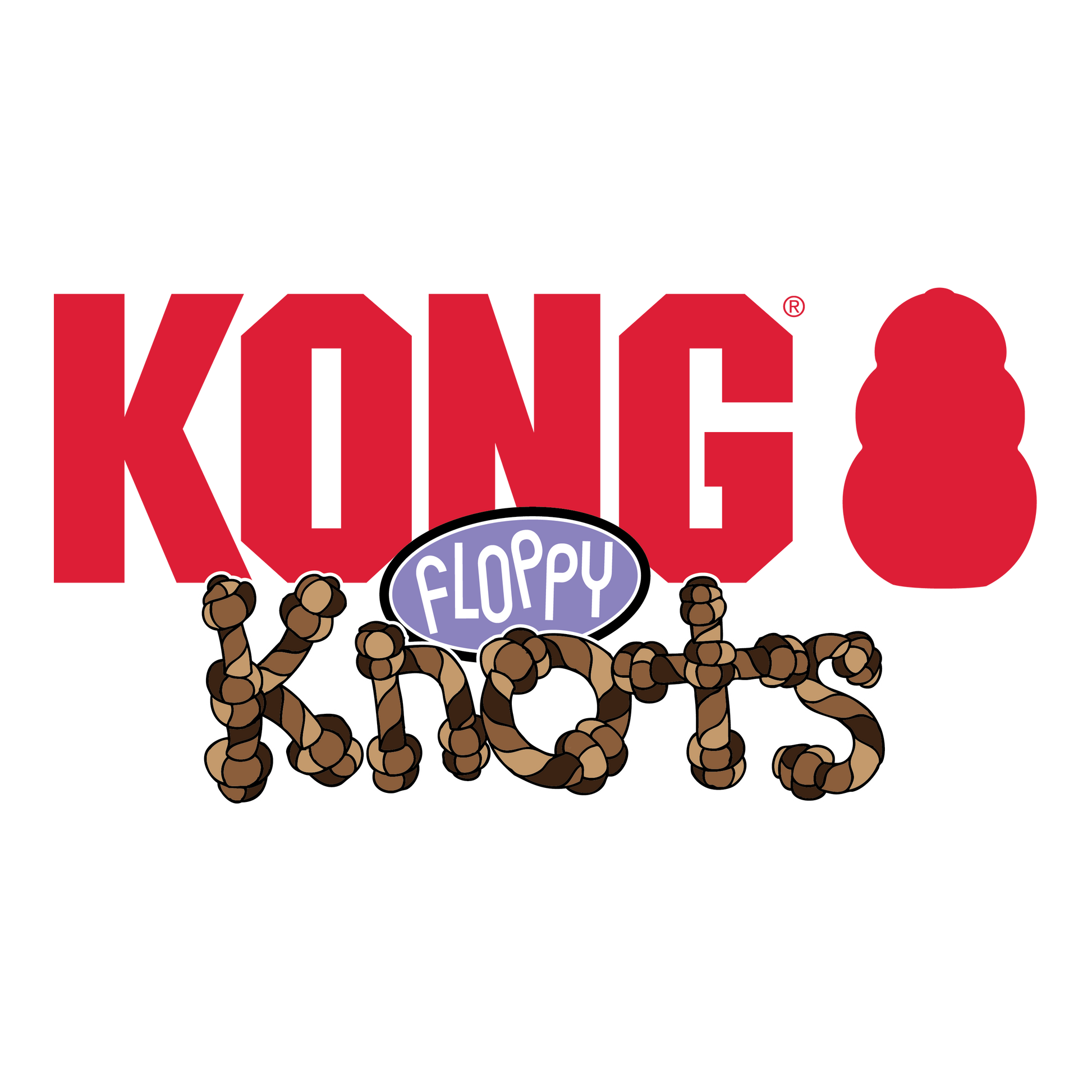 KONG Floppy Knots Bunny Plush Dog Toy Durable Play - close up view