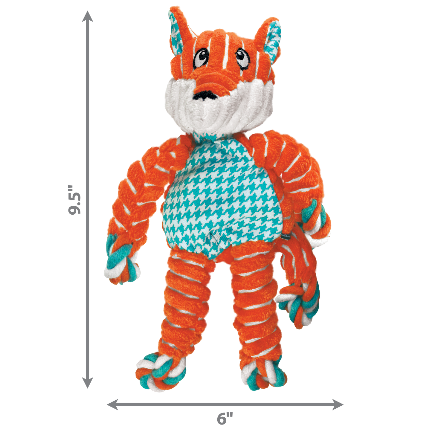 KONG Floppy Knots Fox Small Medium Plush Dog Toy Durable - detail view